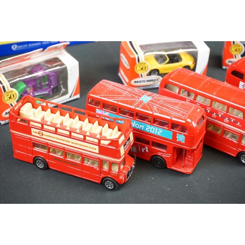 1119 - Eight boxed diecast & plastic models to include Matchbox, Corgi etc plus 4 x unboxed diecast buses