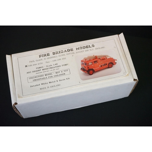 1124 - Four kit built fire engine models to include 3 x Fire Brigade Models and 1 x HartSmith Models, all b... 