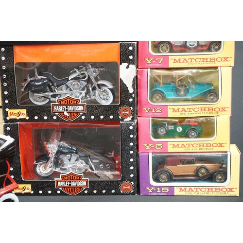 1126 - 19 Boxed diecast models to include Maisto Harley Davidson, Matchbox Models of Yesteryear, Lledo, Cor... 