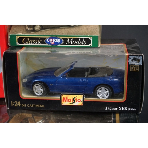 1130 - Five boxed diecast models to include 1 x 1/18 Burago (Jaguar E Cabriolet), 2 x Maisto (1/18 Jaguar X... 