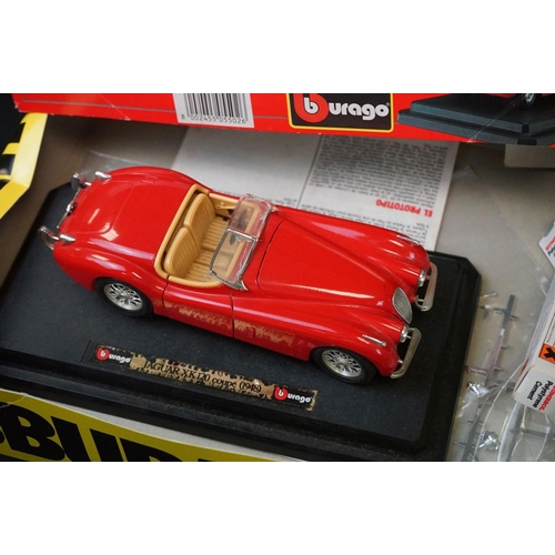 1130 - Five boxed diecast models to include 1 x 1/18 Burago (Jaguar E Cabriolet), 2 x Maisto (1/18 Jaguar X... 