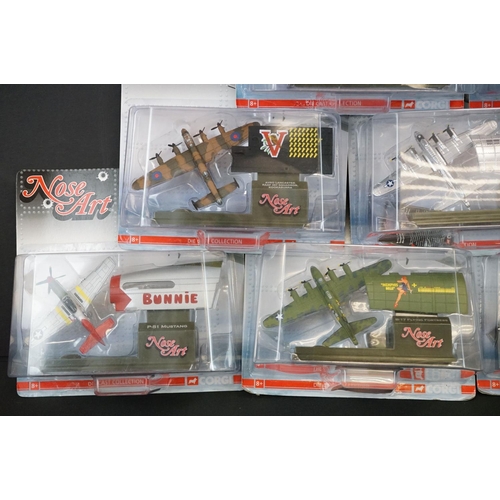 1131 - 18 Carded/boxed Corgi diecast model military planes to include 9 x Nose Art, 6 x Fighting Machines, ... 