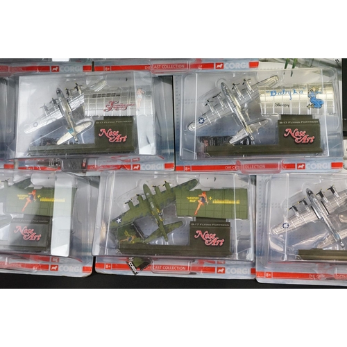 1131 - 18 Carded/boxed Corgi diecast model military planes to include 9 x Nose Art, 6 x Fighting Machines, ... 