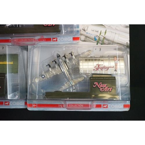 1131 - 18 Carded/boxed Corgi diecast model military planes to include 9 x Nose Art, 6 x Fighting Machines, ... 