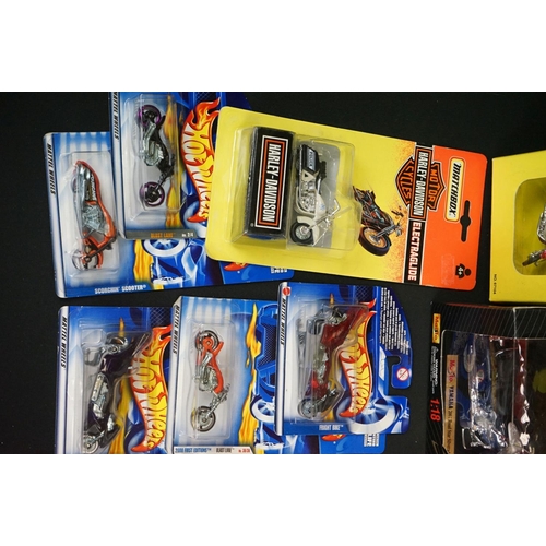 1134 - 28 Boxed & carded diecast model motorbikes to include Mattel Hot Wheels, Matchbox Harley Davidson an... 