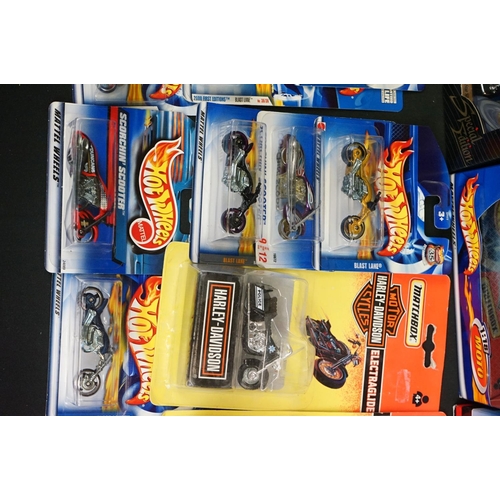 1134 - 28 Boxed & carded diecast model motorbikes to include Mattel Hot Wheels, Matchbox Harley Davidson an... 