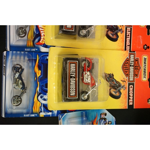 1134 - 28 Boxed & carded diecast model motorbikes to include Mattel Hot Wheels, Matchbox Harley Davidson an... 