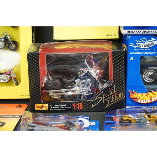 1134 - 28 Boxed & carded diecast model motorbikes to include Mattel Hot Wheels, Matchbox Harley Davidson an... 