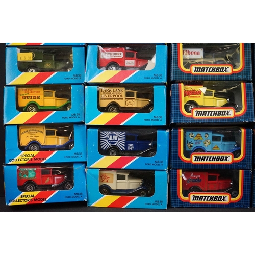 1135 - Over 55 boxed Matchbox diecast models circa early 1980s to include blue boxes with yellow/red stripe... 