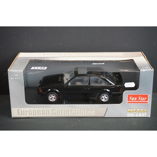 1138 - Five boxed 1/18 diecast models to include Sun Star European Collectibles 4972R 1981 Ford Escort, UT ... 