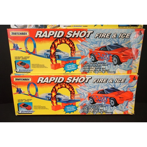 1146 - 15 Matchbox diecast packs to include boxed Rapid Shot Slam Set (previously built, appearing complete... 