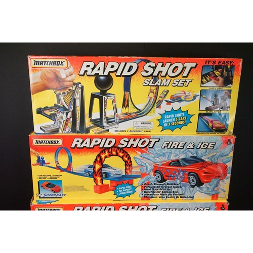 1146 - 15 Matchbox diecast packs to include boxed Rapid Shot Slam Set (previously built, appearing complete... 