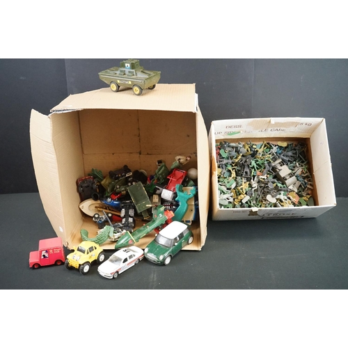 1165 - Collection of plastic, tin plate & diecast models to include Britains, ERTL, Triang etc plus a quant... 