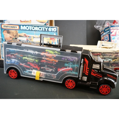 1168 - Five boxed Matchbox playsets to include MC-70 Motorcity 70 Piece Carry Pack, S-100 Smash 