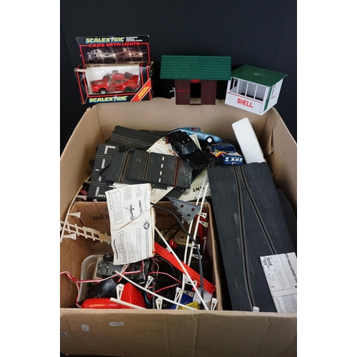 1201 - Collection of Scalextric to include boxed Scalextric C363 Porsche in red (tatty box), slot car shell... 