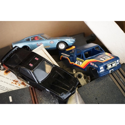 1201 - Collection of Scalextric to include boxed Scalextric C363 Porsche in red (tatty box), slot car shell... 