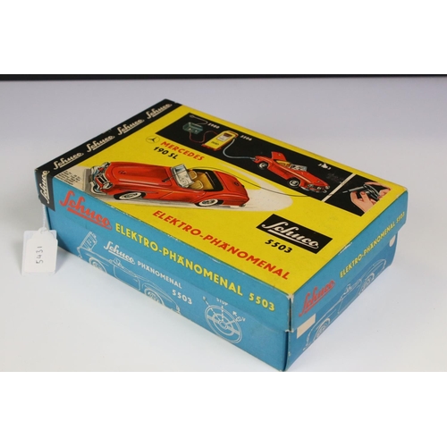 1261 - Original boxed Schuco 5503 Elektro Phanomenal Mercedes 190 SL tin plate car in green with red interi... 