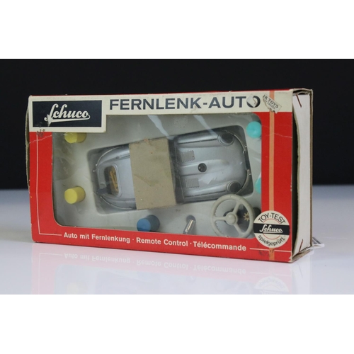 1269 - Boxed Schuco Fernlenk-Auto remote control 3000/1 Jaguar E Type tin plate car in silver, complete wit... 