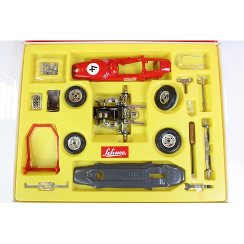 1273 - Boxed Schuco Montage Lotus Climax 33 tin plate clockwork kit set, complete with instructions, vg