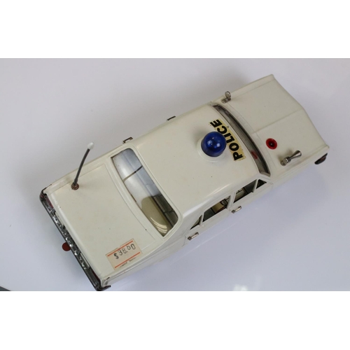 1275 - Boxed Schuco Alarm-Car 5340 Opel Admiral tin plate Police car in white, with aerial, blue light and ... 