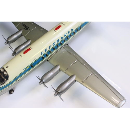 1282 - Boxed Schuco Elektro Radiant 5600 Lufthansa Airliner, tin plate, battery operated, model in vg condi... 