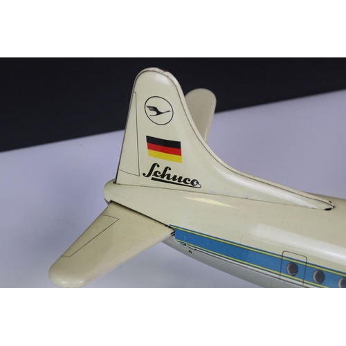 1282 - Boxed Schuco Elektro Radiant 5600 Lufthansa Airliner, tin plate, battery operated, model in vg condi... 