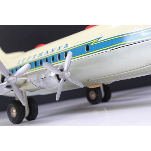 1282 - Boxed Schuco Elektro Radiant 5600 Lufthansa Airliner, tin plate, battery operated, model in vg condi... 