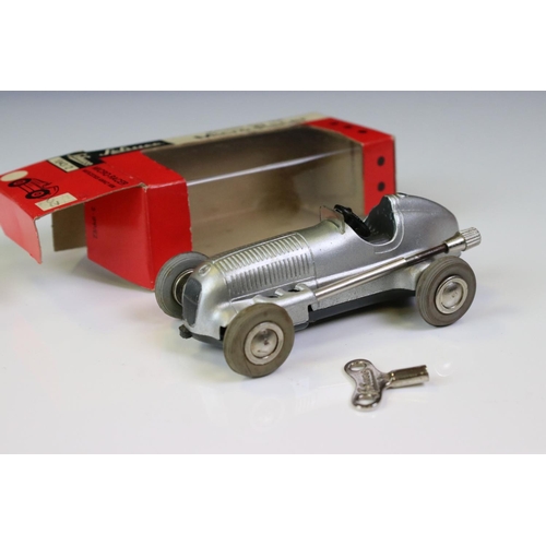 1283 - Four boxed Schuco Micro Racer 1043/2 Mercedes anno 1936 clockwork models, all with keys, 3 x with in... 