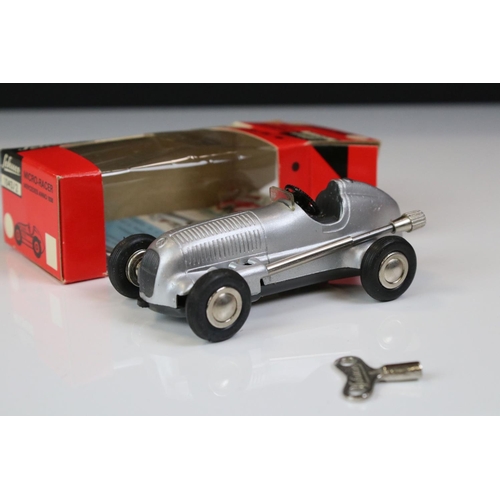 1283 - Four boxed Schuco Micro Racer 1043/2 Mercedes anno 1936 clockwork models, all with keys, 3 x with in... 