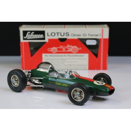 1288 - Boxed Schuco 1071 Lotus Climax 33 Formal 1 mode in green, race number 6, vg