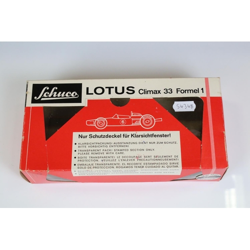 1288 - Boxed Schuco 1071 Lotus Climax 33 Formal 1 mode in green, race number 6, vg