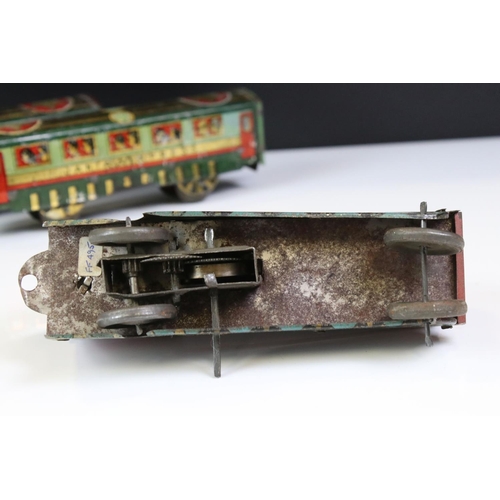 1394 - O Gauge tin plate Janta Express, Indian manufacturer comprising of clockwork  -wheel Locomotive with... 