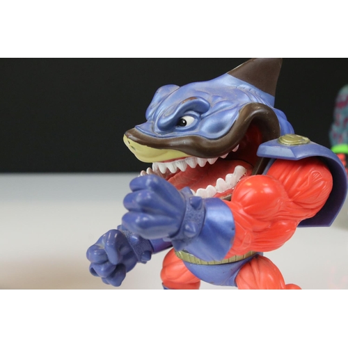 1403 - Four play worn Mattel Street Sharks to include Moby Lick, Pool Shark Ripster, Super Slammu & Moto St... 