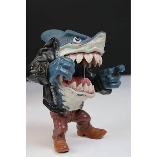 1403 - Four play worn Mattel Street Sharks to include Moby Lick, Pool Shark Ripster, Super Slammu & Moto St... 