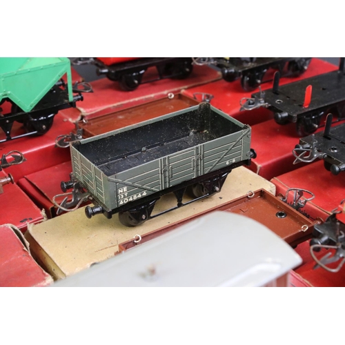 223 - 13 Boxed Hornby O gauge items of rolling stock to include No 1 Goods Van, Goods Brake Van, Flat Truc... 