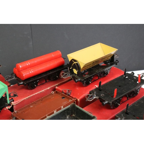 223 - 13 Boxed Hornby O gauge items of rolling stock to include No 1 Goods Van, Goods Brake Van, Flat Truc... 