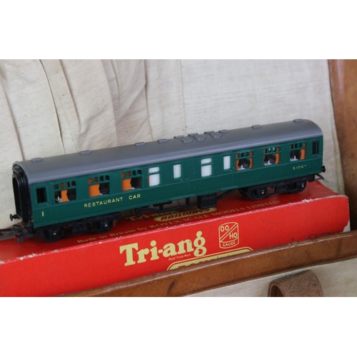 225 - Quantity of Triang / Hornby OO gauge model railway to include 3 x boxed items of rolling stock, vari... 