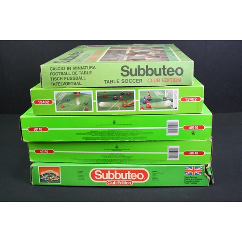 1345 - Subbuteo - Five boxed LW Subbuteo sets mainly late 80s/early 90s, some replacement parts/teams but c... 