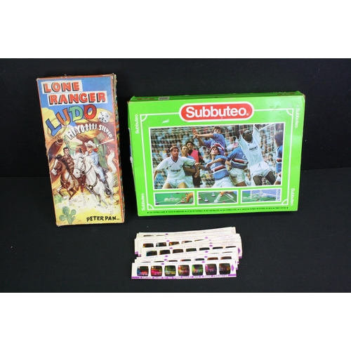 1348 - Mixed toys to include a boxed Subbuteo 60140 set (complete red starter team, blue starter team missi... 