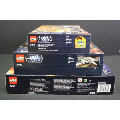 1423 - Star Wars - Three boxed Lego Star Wars sets to include 9496 Desert Skiff, 9492 TIE Fighter & 9493 X ... 