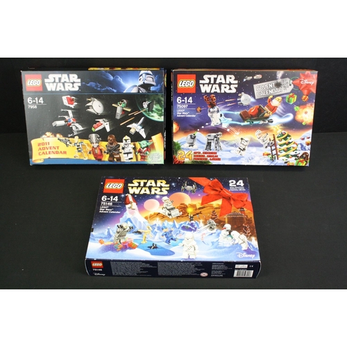 1424 - Star Wars - Three boxed Star Wars Lego Advent Calendars to include 75146, 7958 2011 & 75097, complet... 