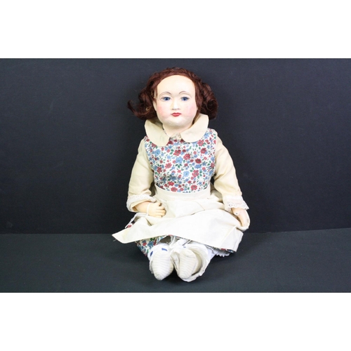 332 - Early 20th C bisque headed doll with blue glass eyes marked PD 1/2 9 to neck, soft bodied with bisqu... 