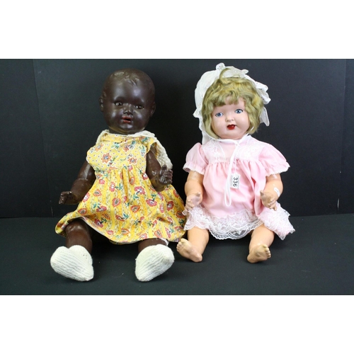 336 - Armand Marseille black doll with glass eyes marked AM Germany 7 1/2 to back of neck, no teeth, appro... 