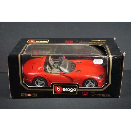 1090 - Seven boxed Burago 1/18 diecast Dodge Viper models to include 3030, 2 x 3065, 3075, 3025, 303 & 3490... 