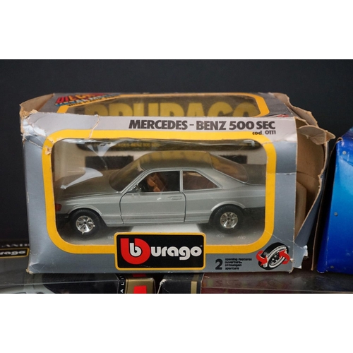 1102 - 11 Boxed Burago 1/24 diecast models to include 1560 Porsche 911 Carrera Racing, 1504 Volkswagen New ... 