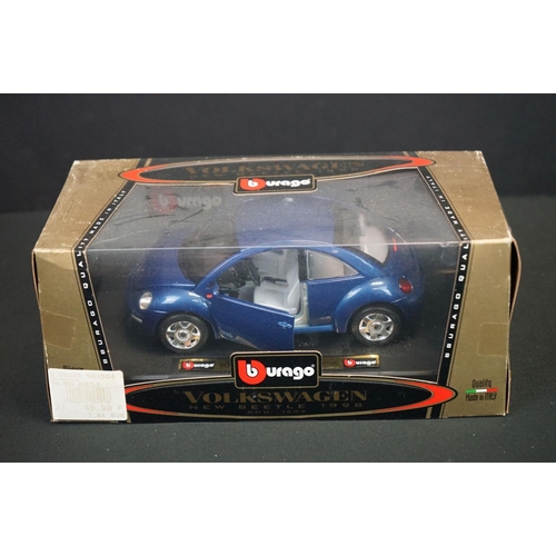 1102 - 11 Boxed Burago 1/24 diecast models to include 1560 Porsche 911 Carrera Racing, 1504 Volkswagen New ... 