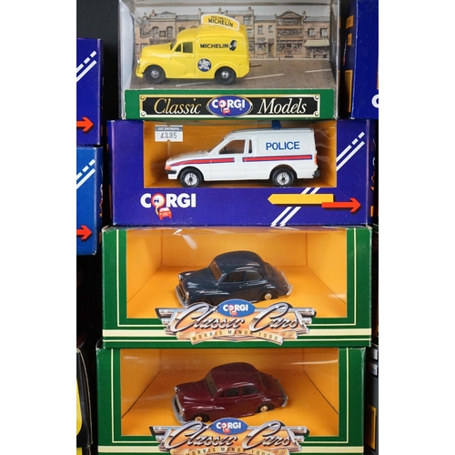 1103 - 42 Boxed Corgi diecast models featuring many commercial vans to include BBC, Radio Rentals, British ... 