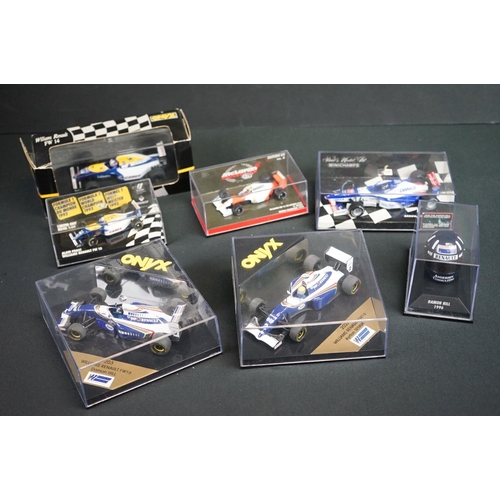 1110 - Three boxed 1/18 Paul's Model Art MiniChamps F1 diecast models to include Lewis Hamilton Vidaphone M... 