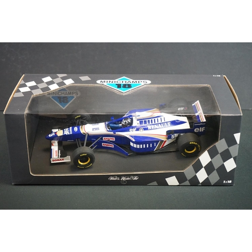 1110 - Three boxed 1/18 Paul's Model Art MiniChamps F1 diecast models to include Lewis Hamilton Vidaphone M... 