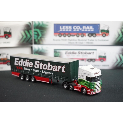 1111 - 18 Boxed Atlas Editions Eddie Stobart 1:76 scale diecast models to include H156, T101, H113, H6363, ... 